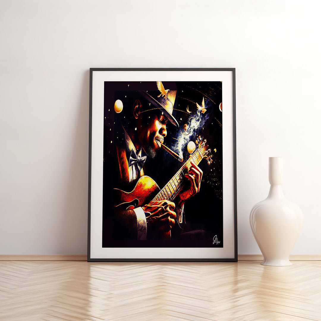 Norman Brown Music Wall Art Canvas Print Front View Matted