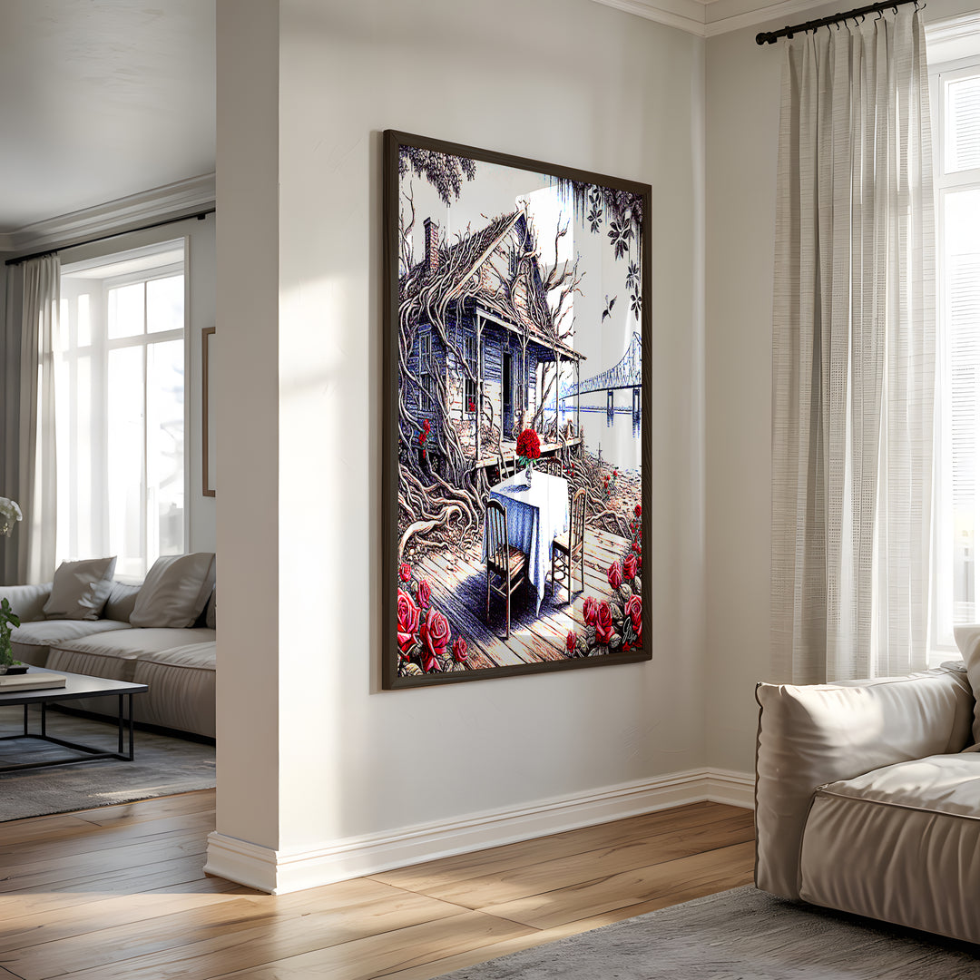 Pointe Coupee Landscape Wall Art Canvas Print Side View Black Frame