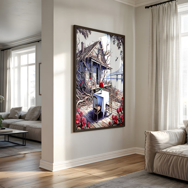 Pointe Coupee Landscape Wall Art Canvas Print Side View Black Frame
