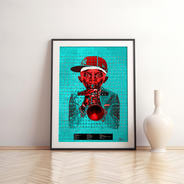 Puzzle on the Trumpet Music Wall Art Canvas Print Front View Matted