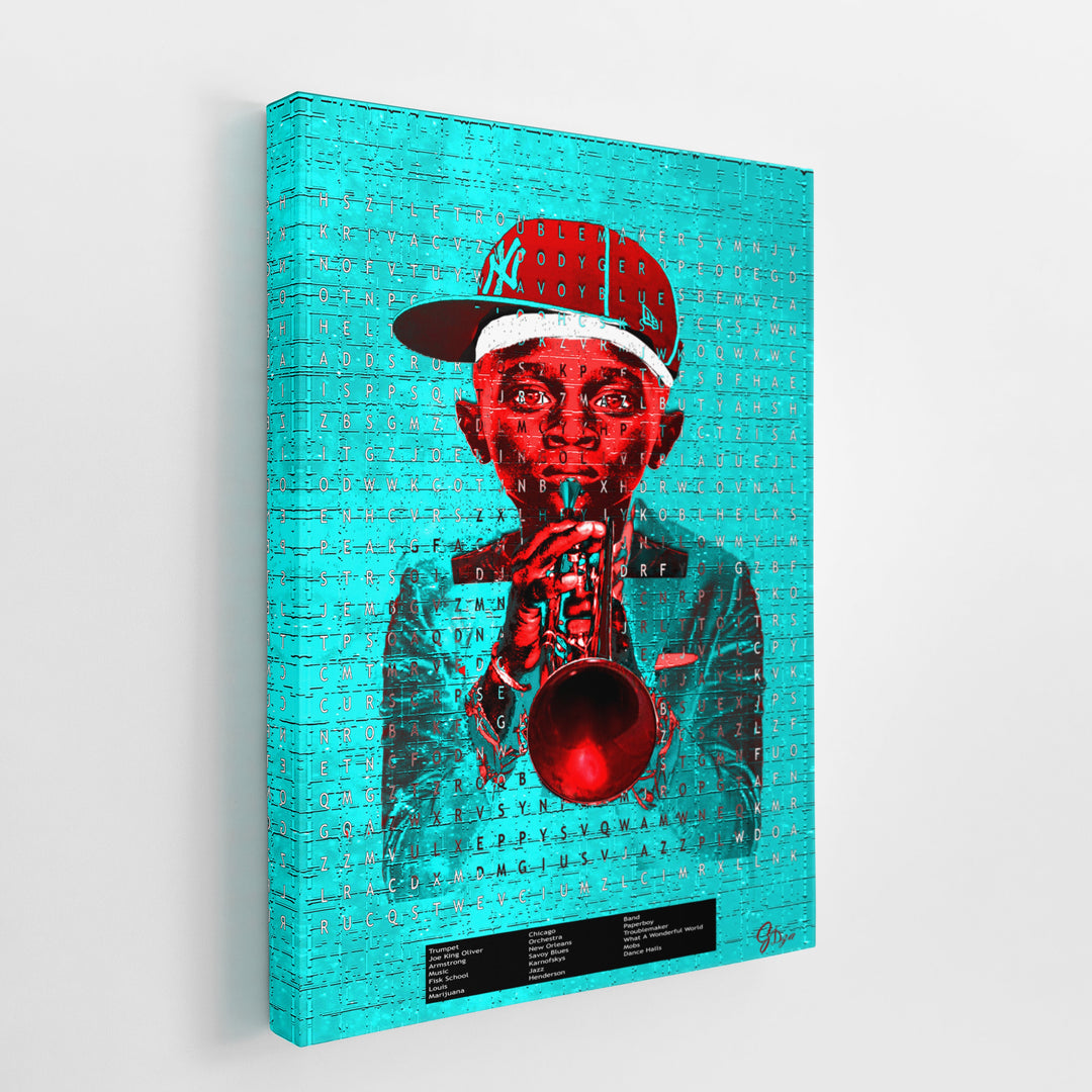Puzzle on the Trumpet Music Wall Art Canvas Print Side View Wrapped