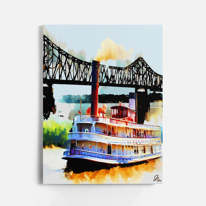 River Steamboat Nautical Wall Art Canvas Print Front View Wrapped