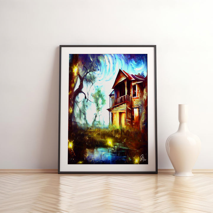 Swamp House Nature Wall Art Canvas Print Front View Matted