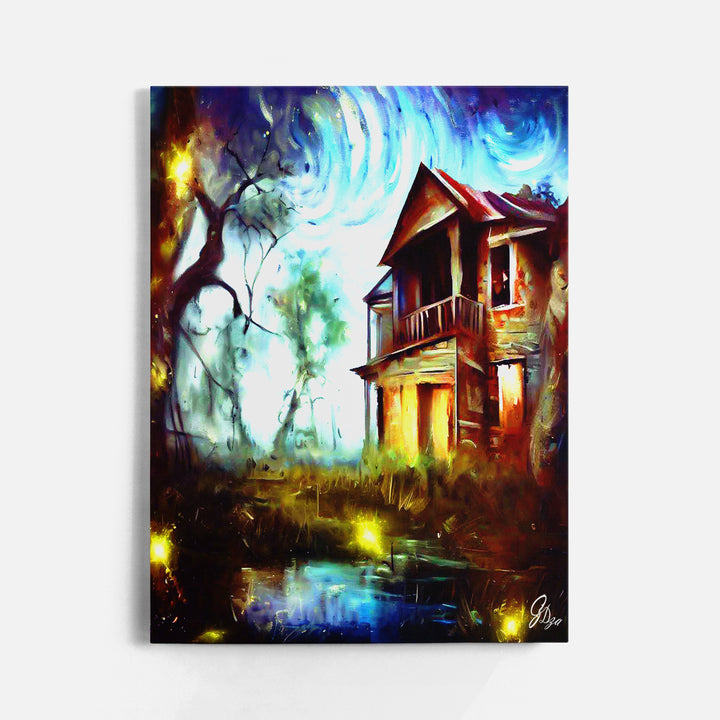 Swamp House Nature Wall Art Canvas Print Front View Wrapped