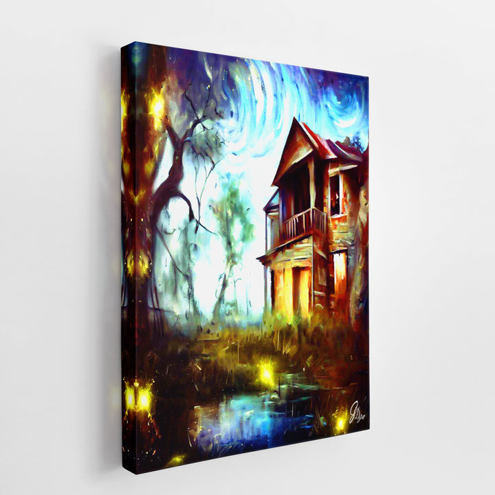 Swamp House Nature Wall Art Canvas Print Side View Wrapped