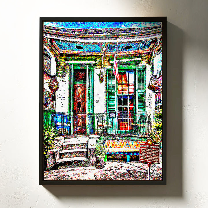 The Offbeat Marigny New Orleans Wall Art Canvas Print Front View Floating View