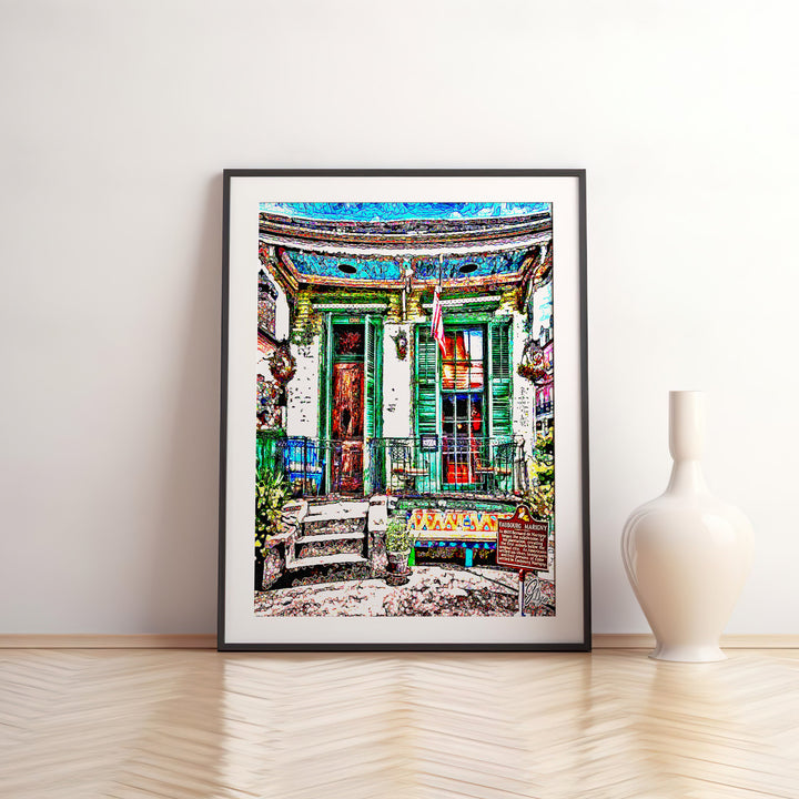 The Offbeat Marigny New Orleans Wall Art Canvas Print Front View Matted