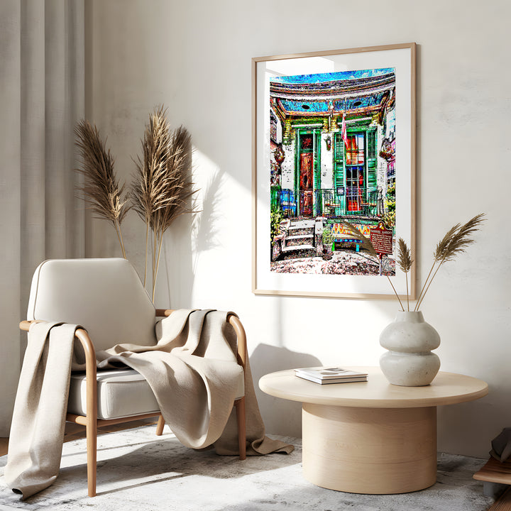 The Offbeat Marigny New Orleans Wall Art Canvas Print Side View Gold Frame