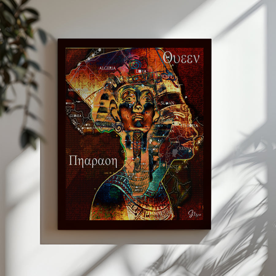 Striking Nefertiti Egyptian Queen Canvas Print featuring bold lines and historic Egyptian symbolism in museum-quality reproduction